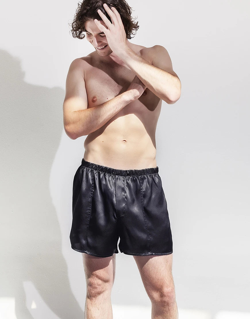 Silk Lady pure silk ladies boxer shorts Black